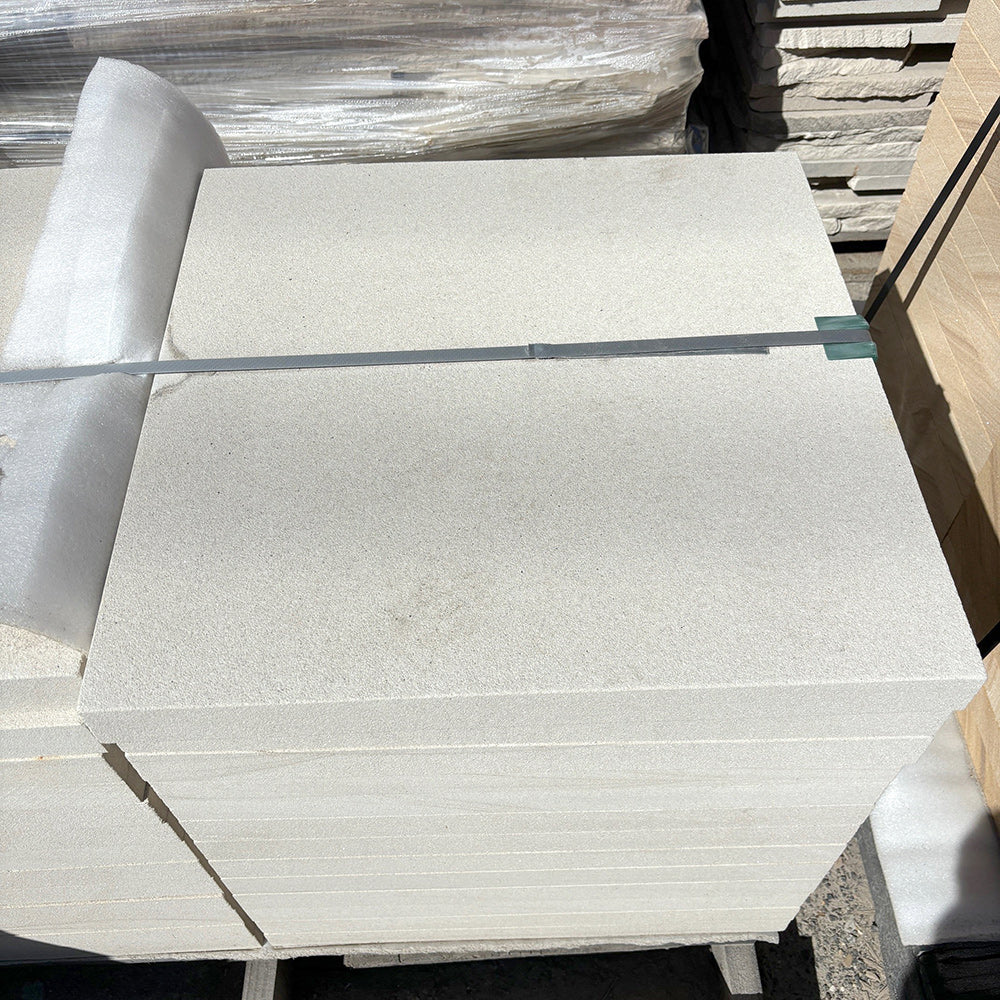 Australian Sandstone - WHITE - 600x600x50mm Natural Stone Pavers - 1st Quality - Available at iPave Natural Stone