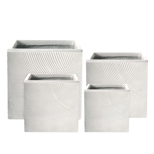 UrbanLITE Helix Cube Pot - White - Available at iPave Natural Stone