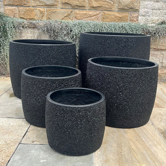 Modstone Storm Cylinder Pot - Black Pebble - Available at iPave Natural Stone 