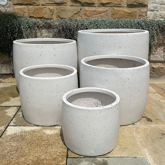 Modstone Storm Cylinder Pot - White Terrazzo - Available at iPave Natural Stone