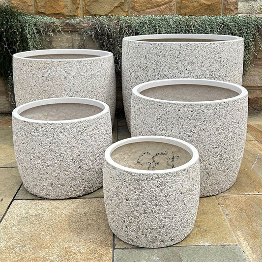 Modstone Storm Cylinder Pot - White Pebble - Available at iPave Natural Stone